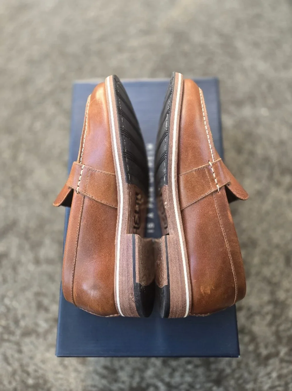 HELM Wilson Loafers Teak Leather Men's 6D (Fits Like 7.5) | Box & Dust Bag